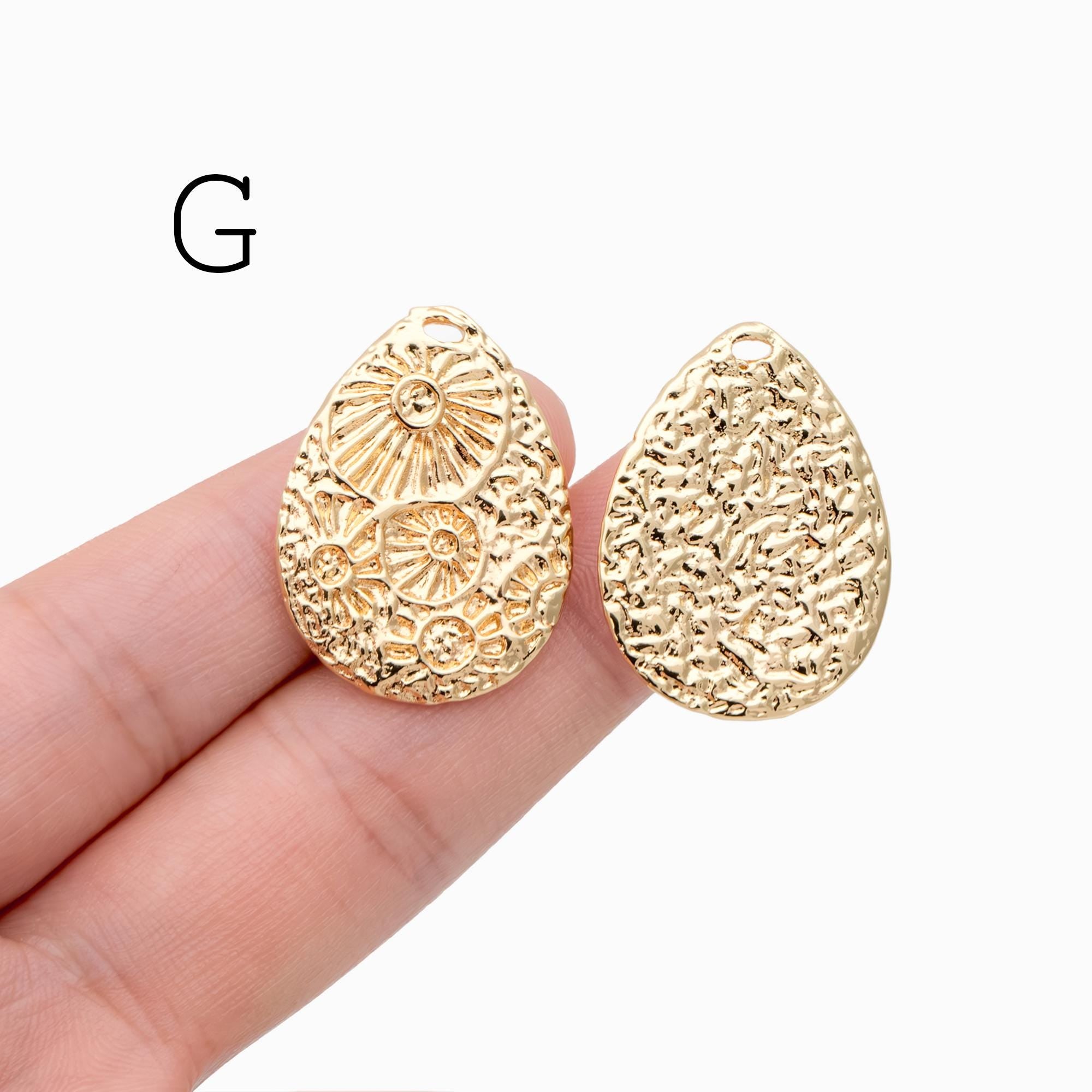 4pcs Gold Flower Charms, 18K Gold plated Brass, Flower Earring Pendants (GB-1281)